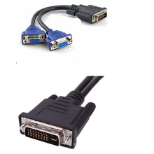 High Quality DVI 24+5 Male to Dual Vga Female Splitter Cable